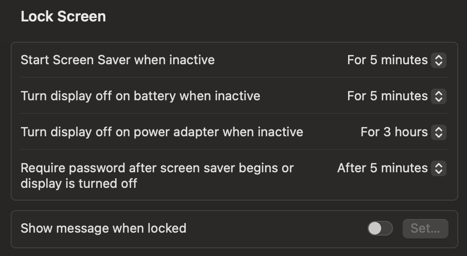 Lock Screen Settings