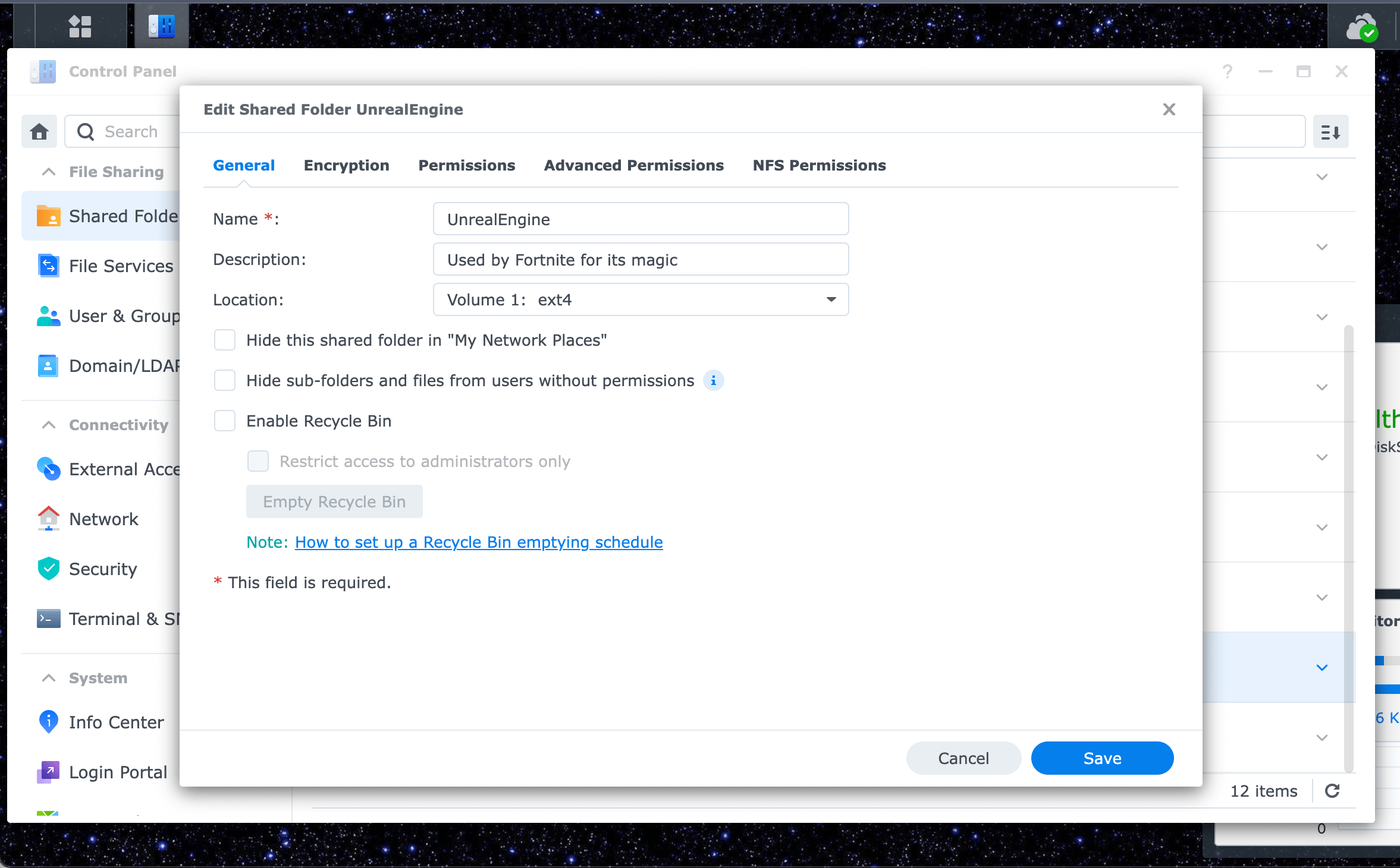 Synology Shared Folder Configuration