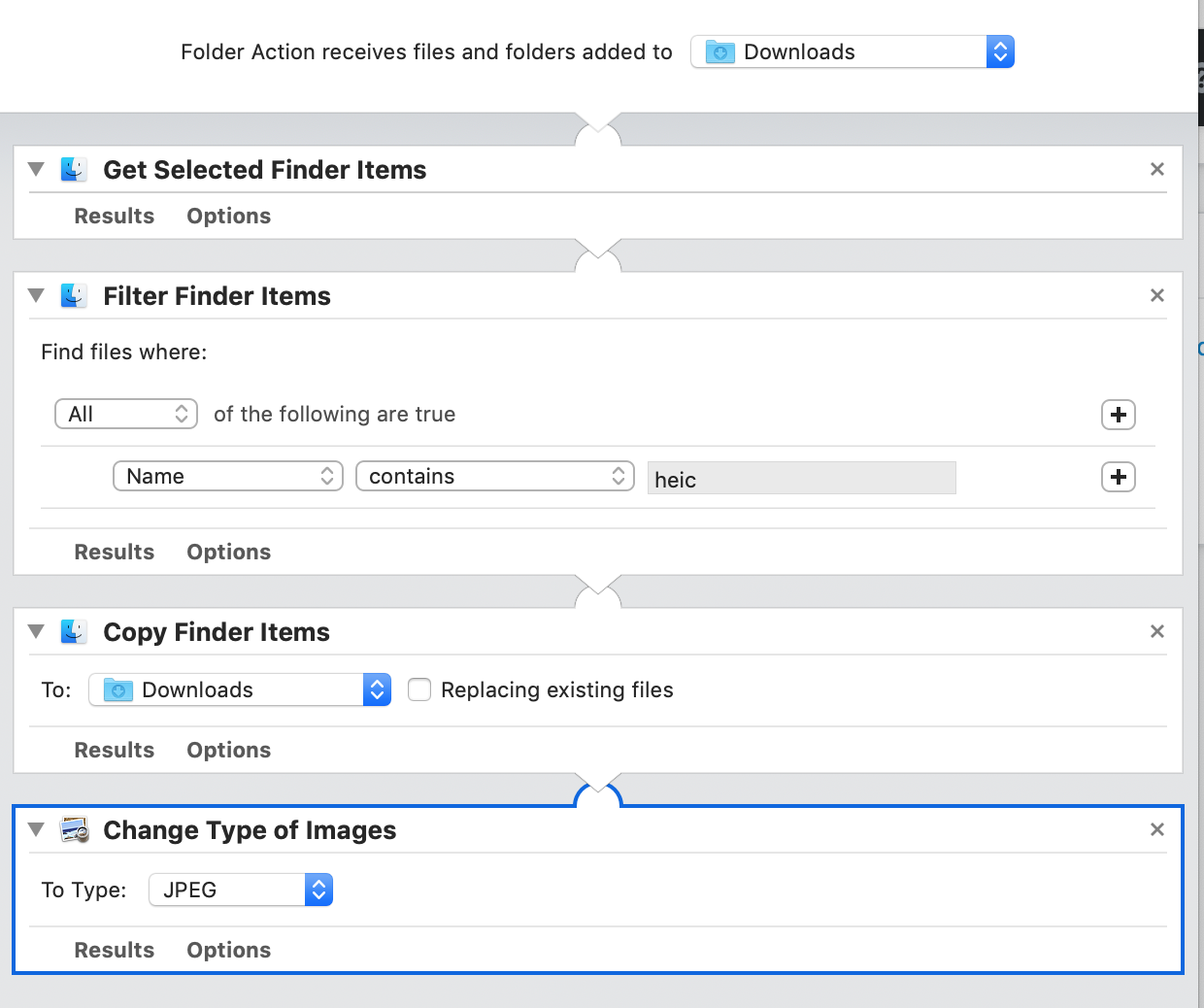 screenshot of folder action