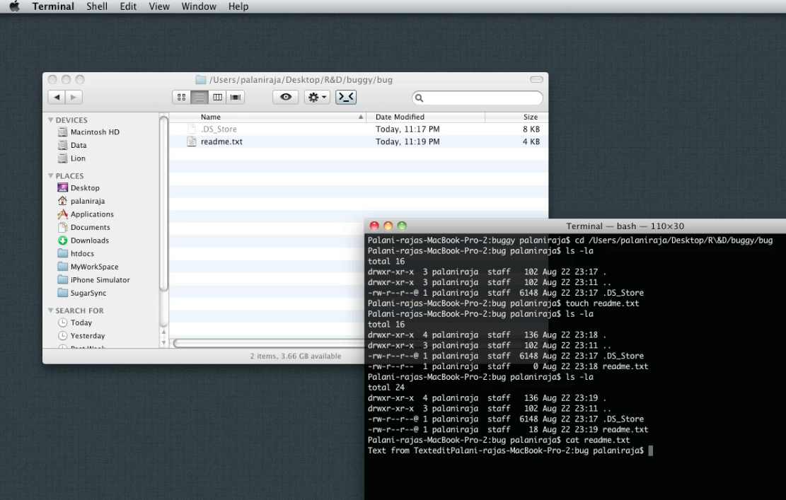 created a textfile