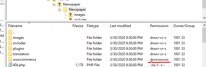 parent folder permission