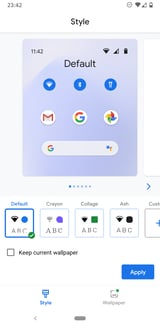 screenshot of the themes app