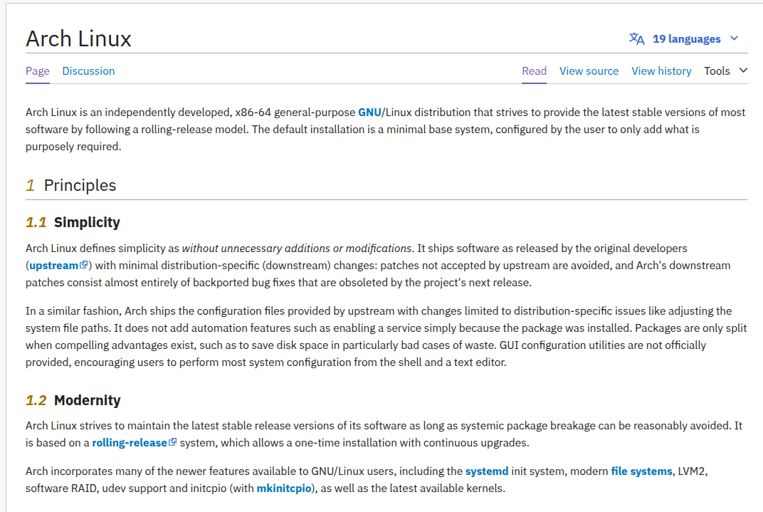Arch linux wiki zoomed in