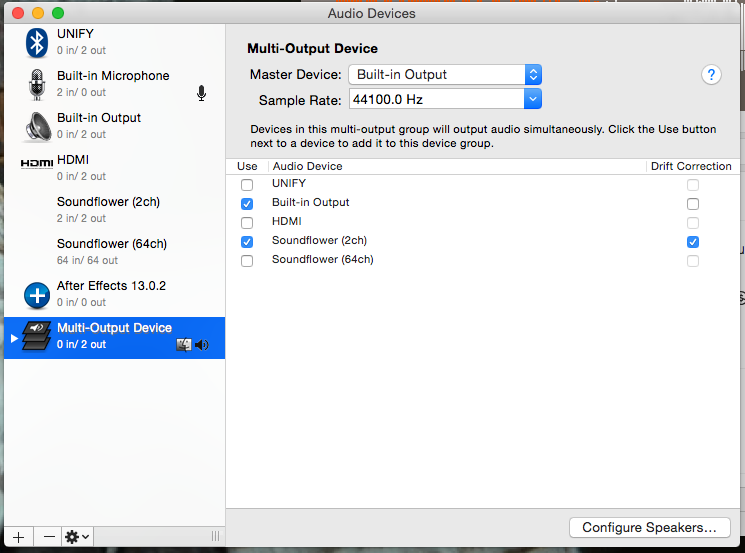 Audio MIDI Setup settings
