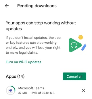 Microsoft Teams update size wrong
