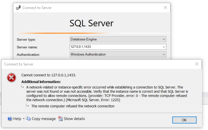 Localhost IP with Port via comma