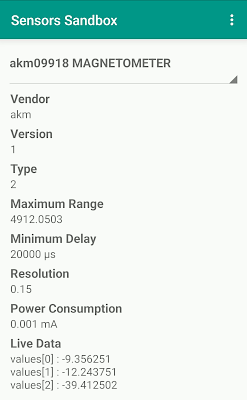 Android magnetometer sample reading