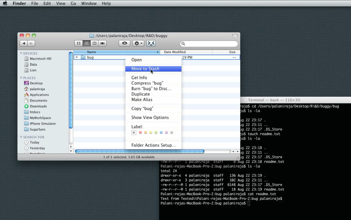 Deleting the entire directory from Finder