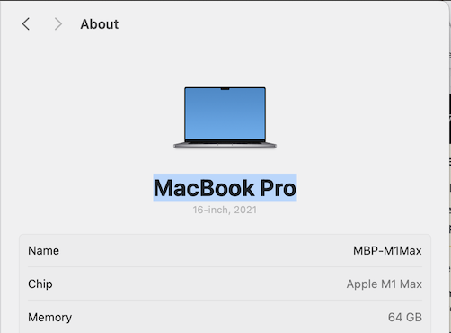 MacBook Pro in System Settings
