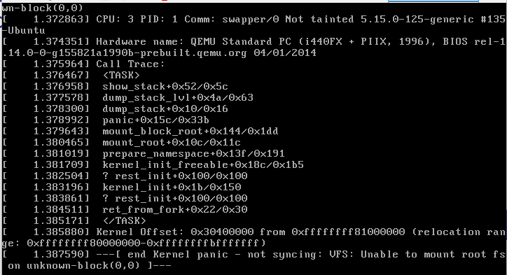 kernel panic unable to mount root fs