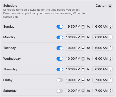 sample schedule