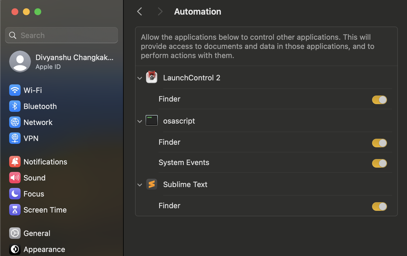 Automation Settings