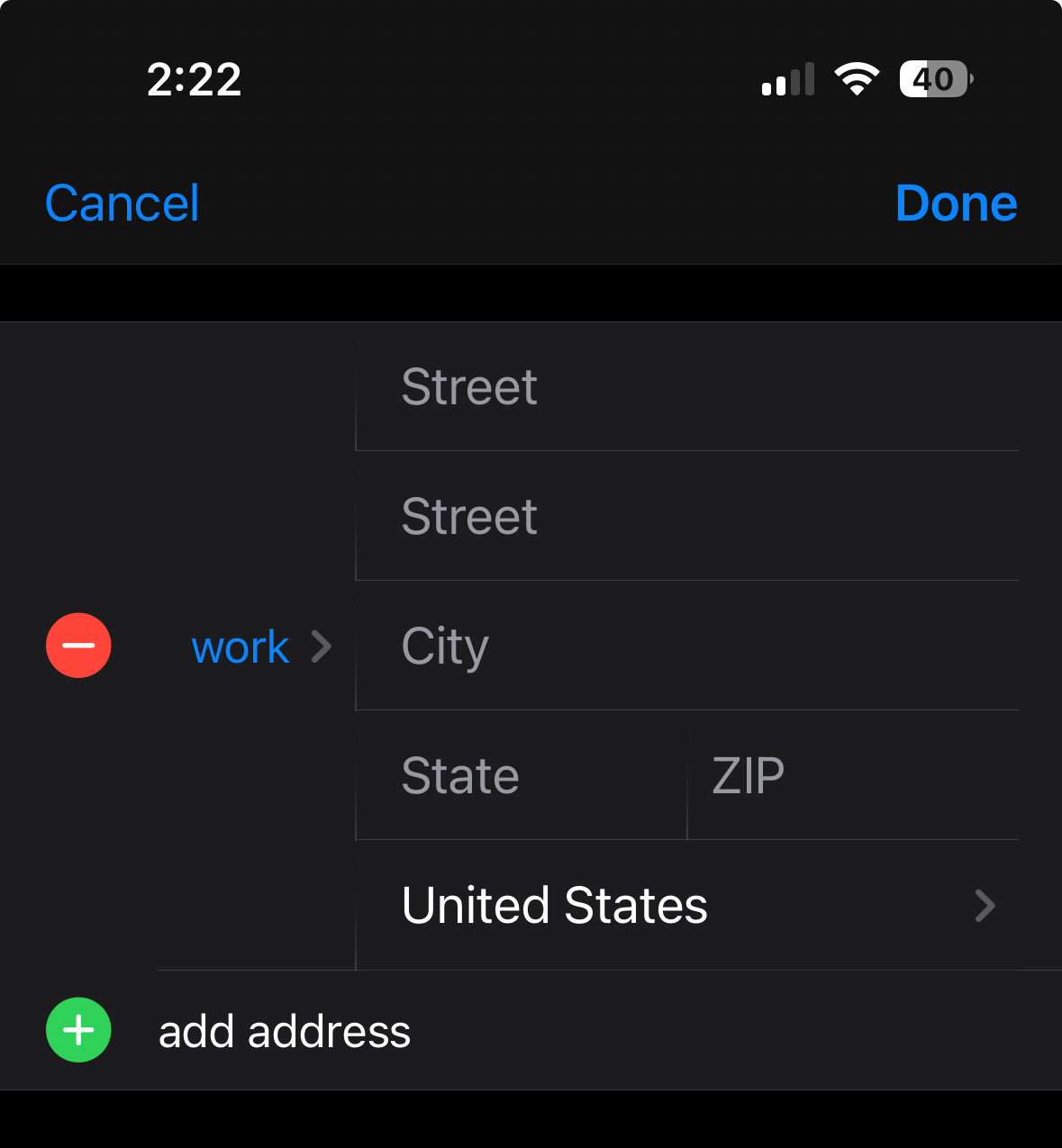 address fields