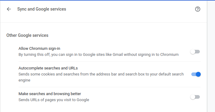 autocomplete settings in Chromium
