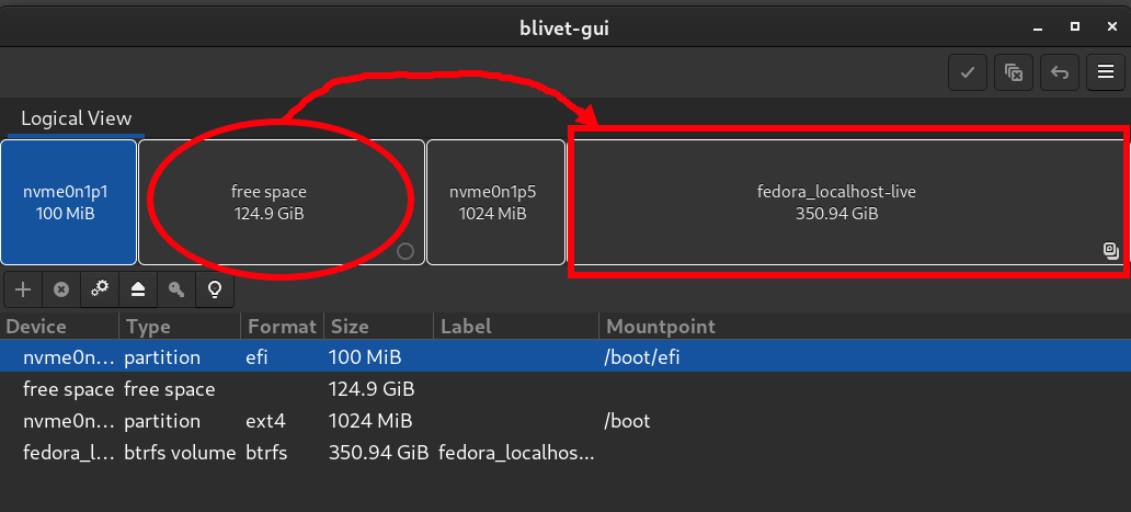 blivet-gui screenshot