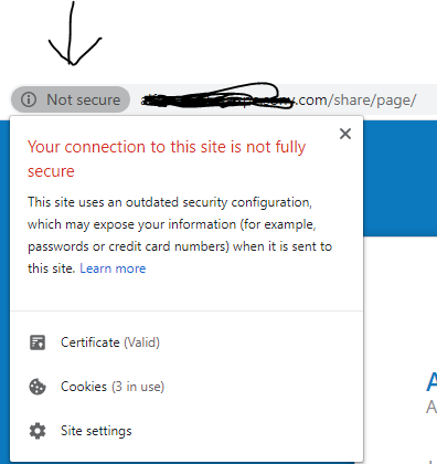 Screenshot of browser with “Not secure” info indicator