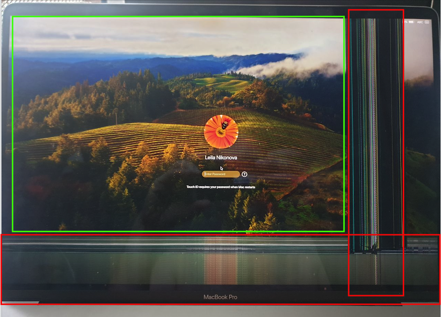 the broken screen in ordinary mode
