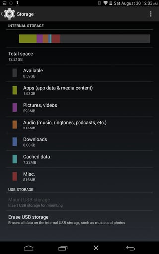 Settings > Storage