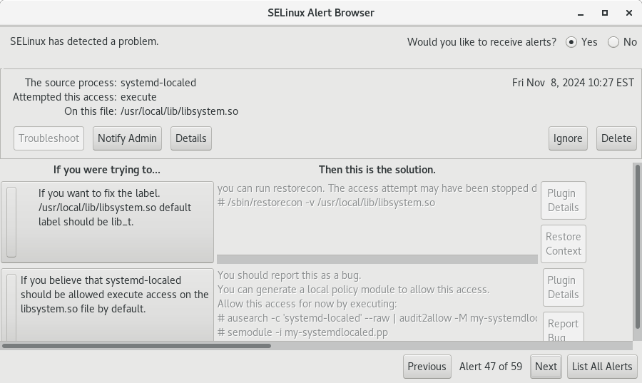 SELinux errors
