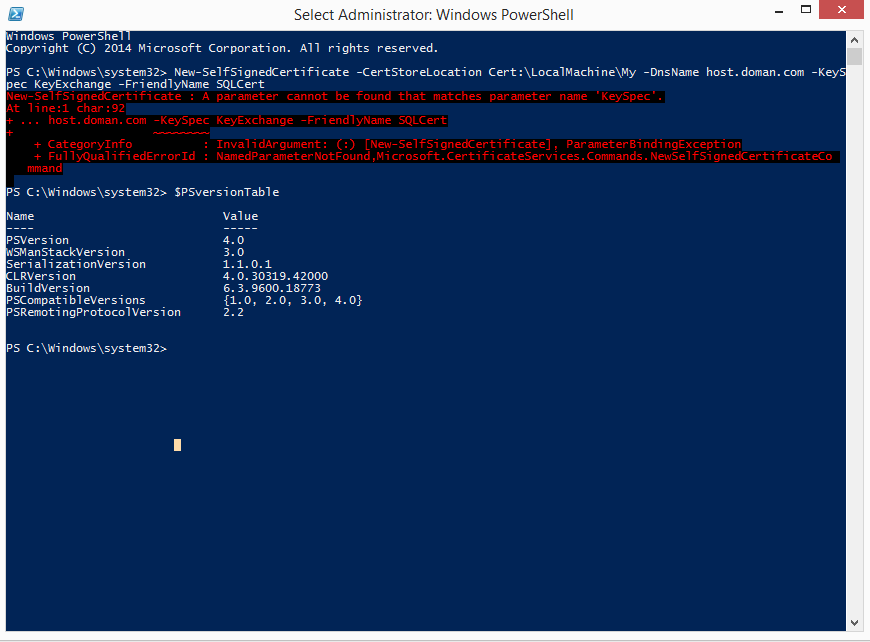 SelfSigned Cert Error