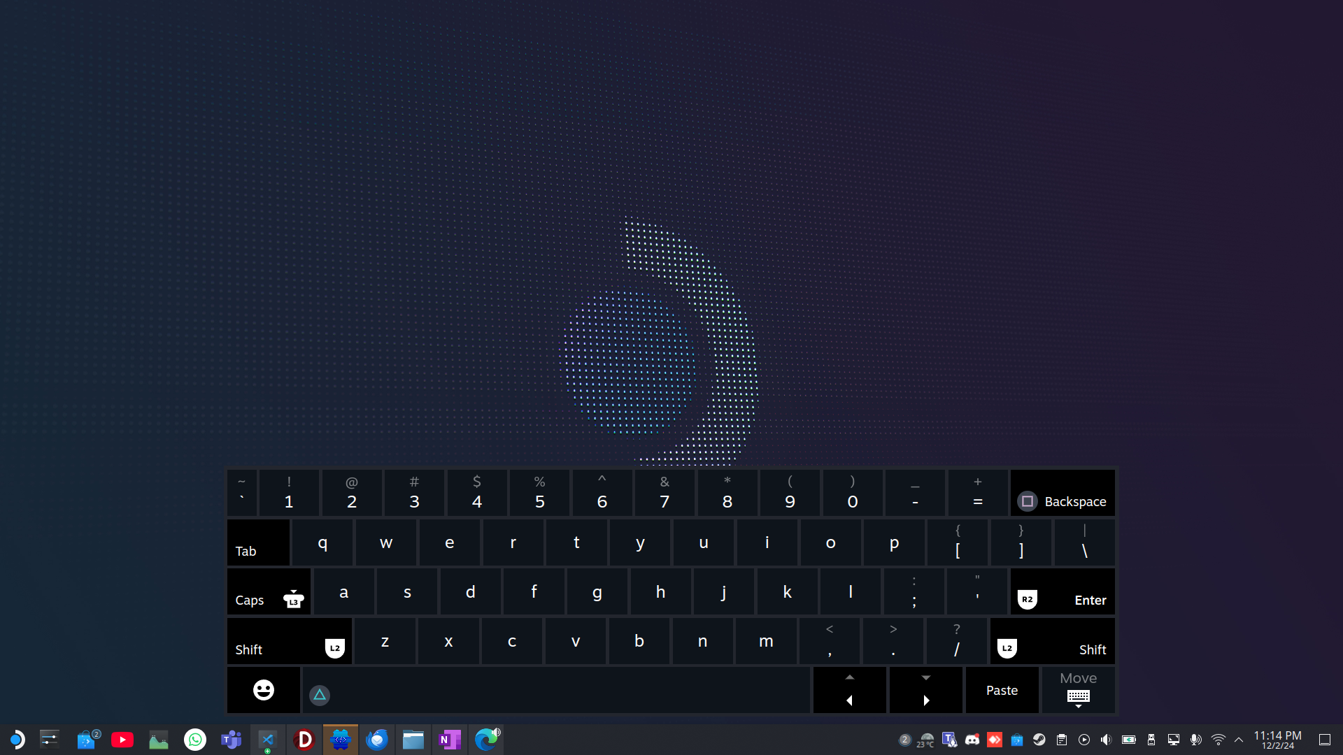 SteamOS on-screen keyboard