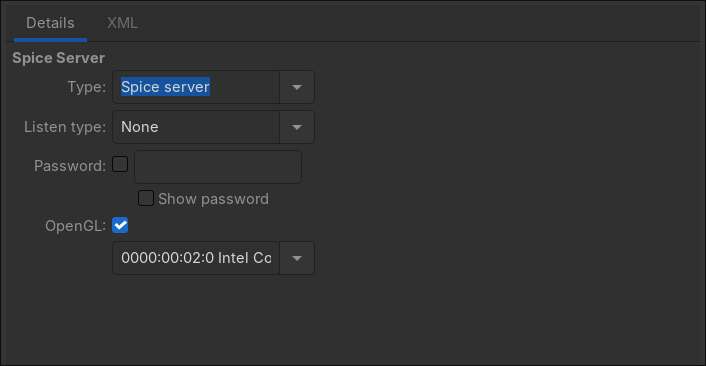 Spice server config on virt-manager