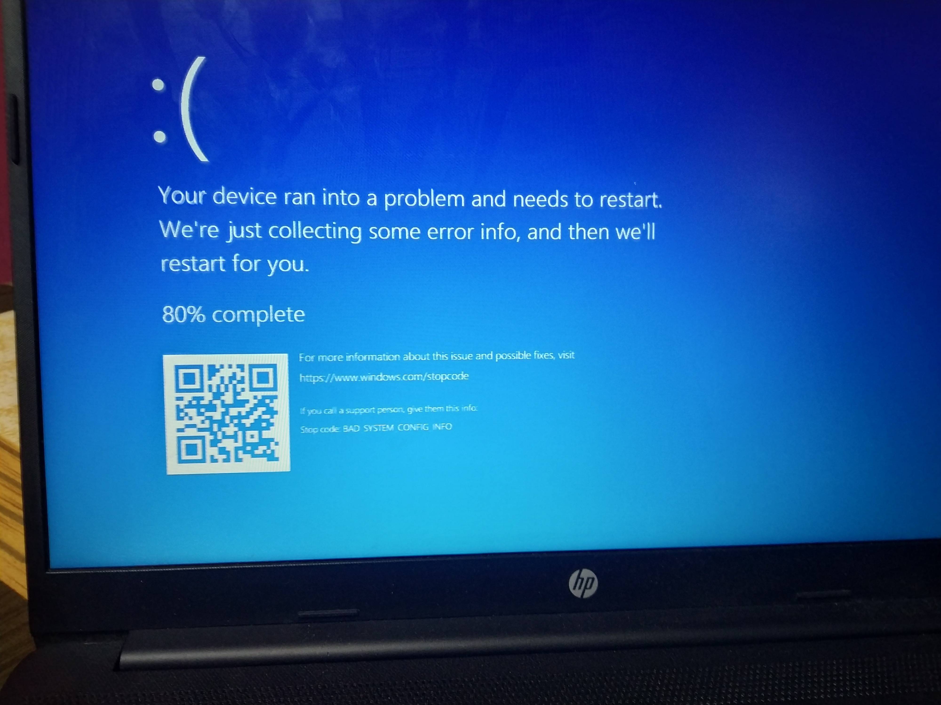 Blue screen not booting