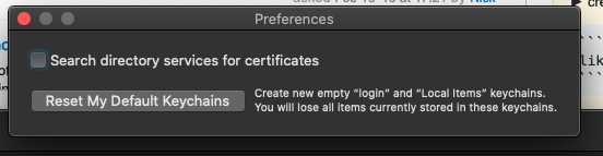 Screenshot from Keychain Access Management
