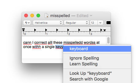 correcting spelling via Right Click