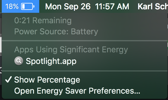 Power menu bar item