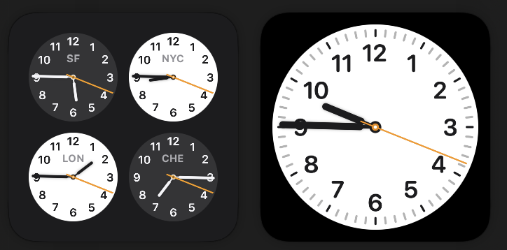 Mac OS widgets: World Clock and regular Clock