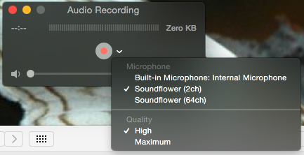 Quicktime Audio Recording input selection