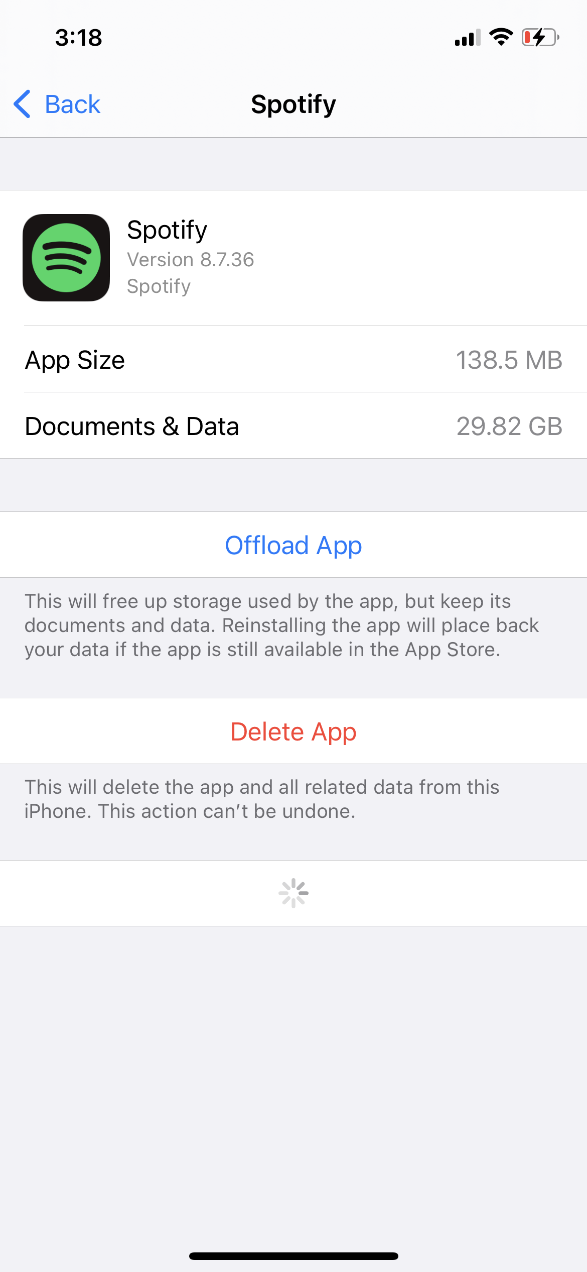 Settings General Storage