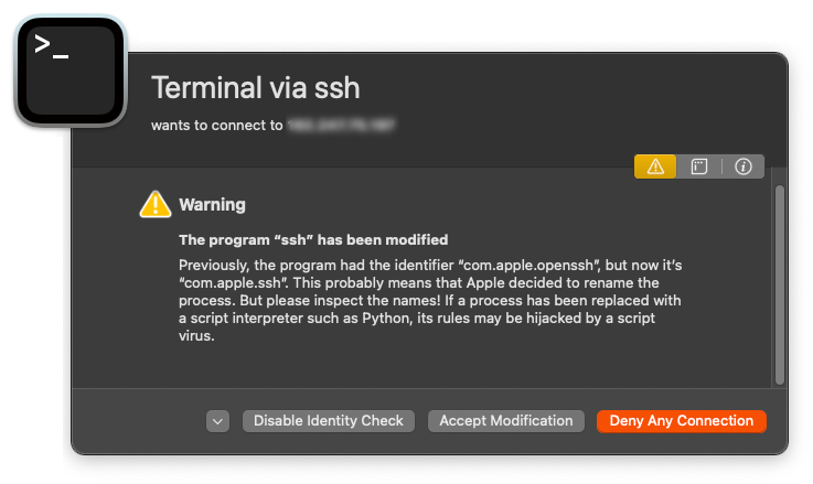 Apple SSH warning
