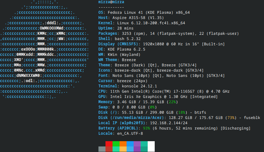 Fastfetch output