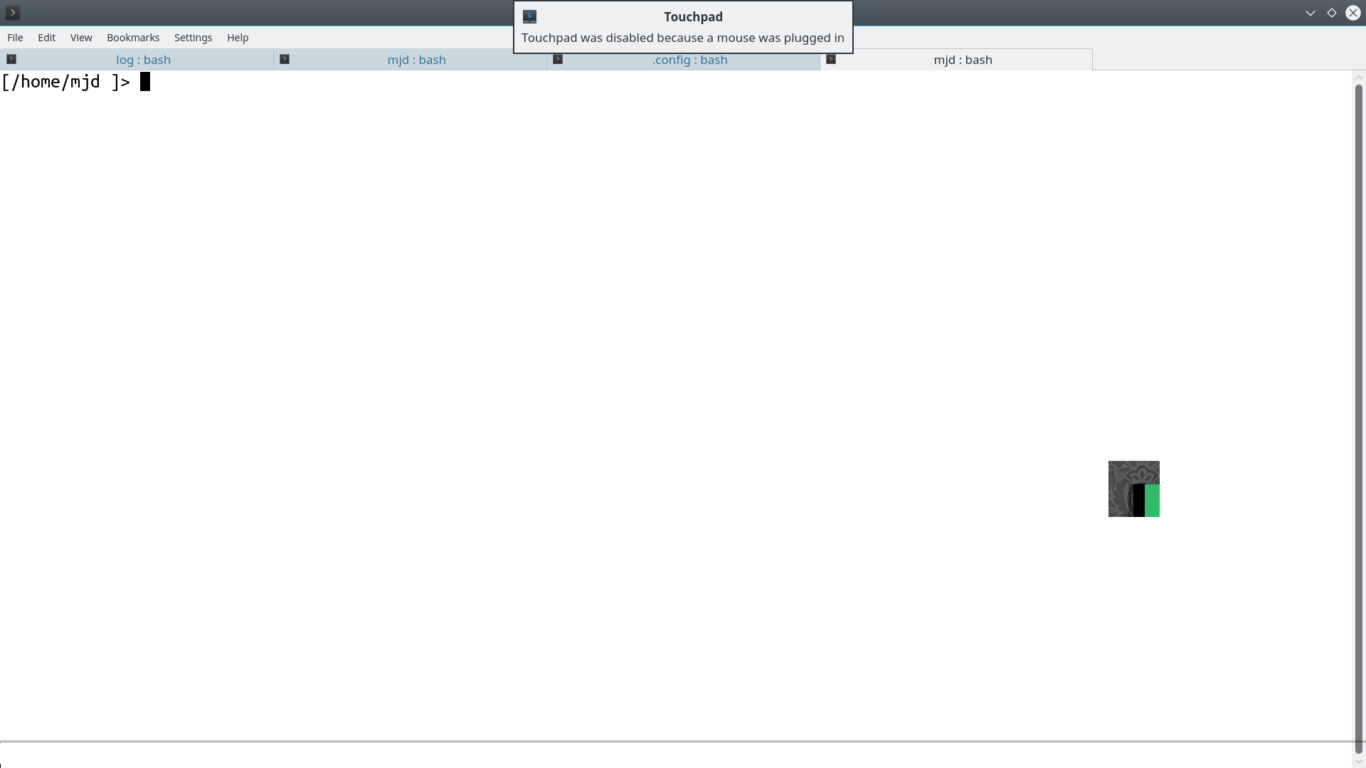 konsole window with midding blog
