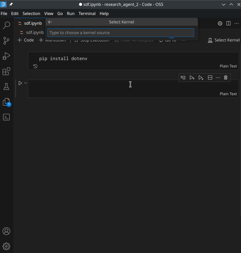 VS Code showing no kernels available