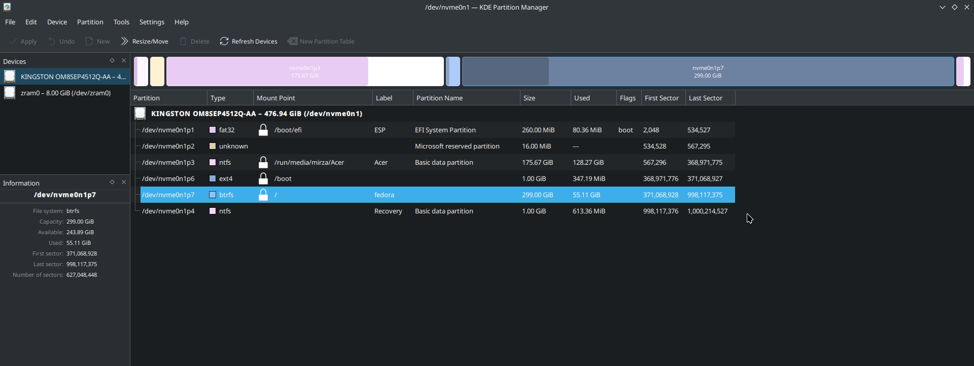My partition layout