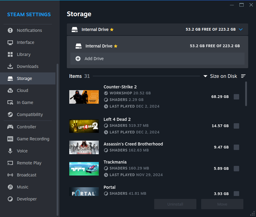 Steam add Storage Device