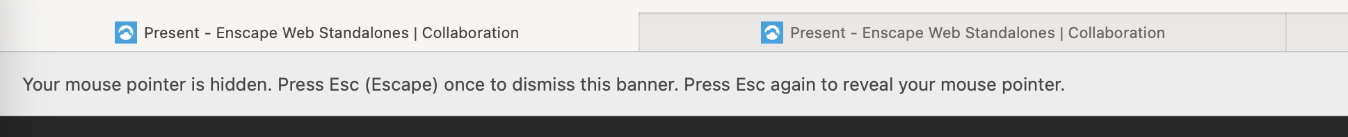Your mouse pointer is hidden. Press Esc (Escape) once to dismiss this banner. Press Esc again to reveal your mouse pointer.