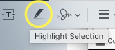 highlight selection tool in markup dialog