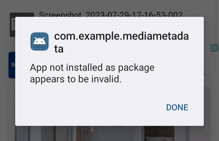 The actual error message