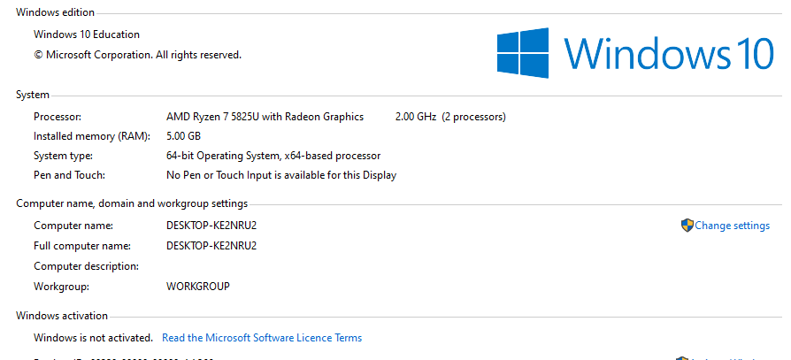 Screenshot: Windows System Information