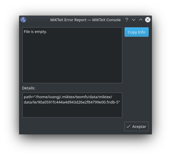 MiKTeX Error Report
