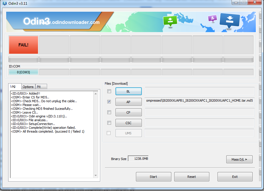 Screenshot odin_failed