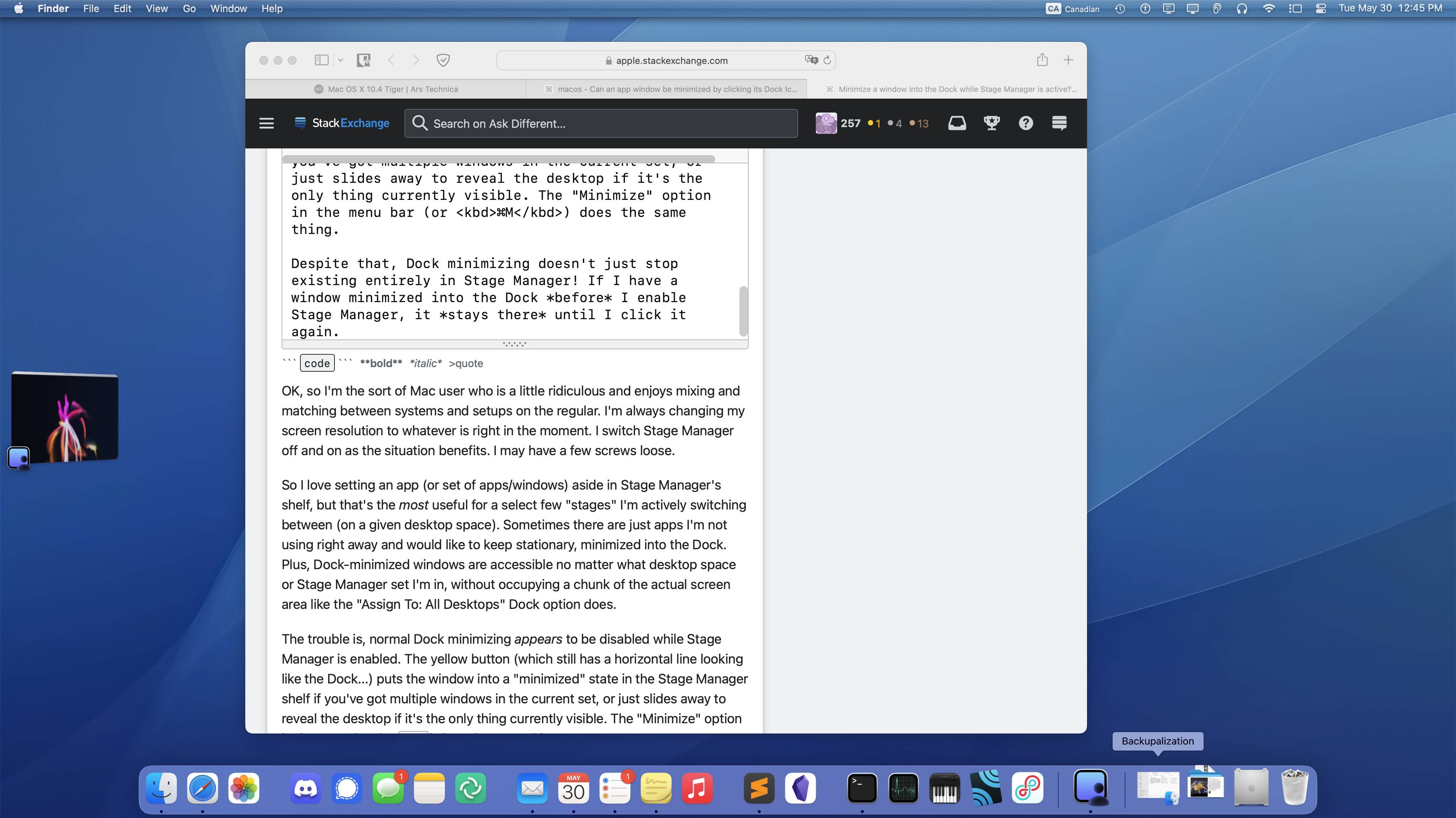 A minimized window while Stage Manager is active! How can it be!?