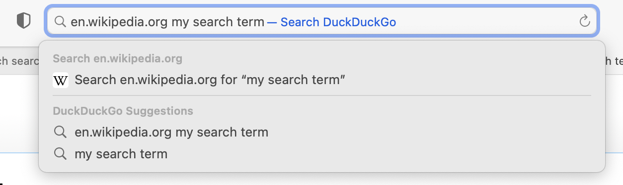screenshot of the macOS Safari address bar with a Wikipedia search