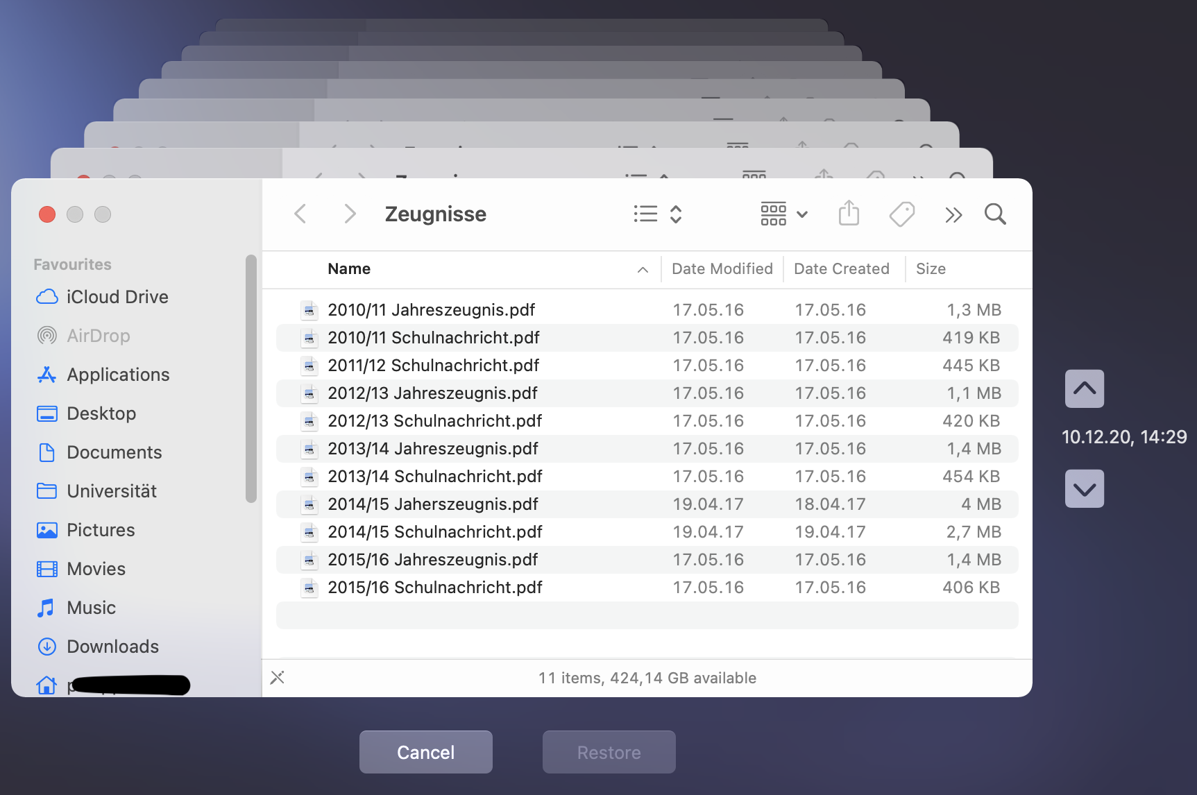 Folder containing all files before deletion