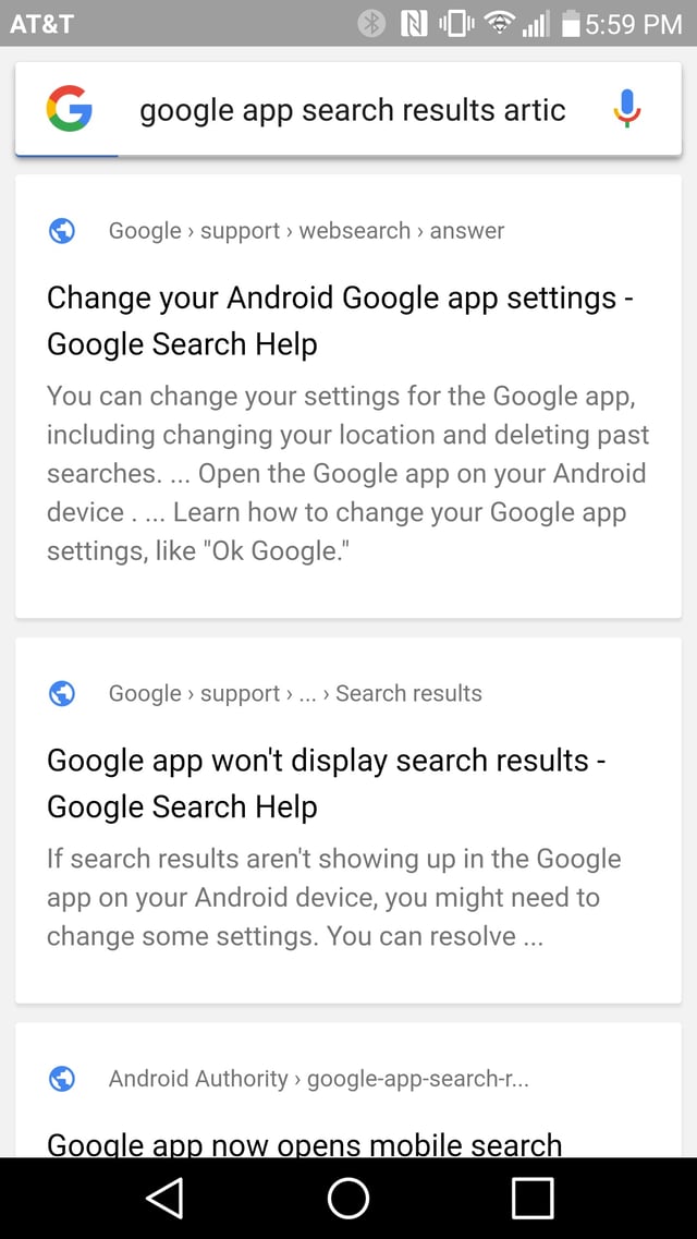 Google search results