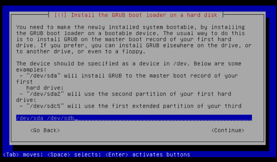 Install GRUB to disk